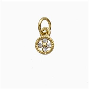 Copper Pendant Pave Zircon, Gold Plated, approx 5.5mm
