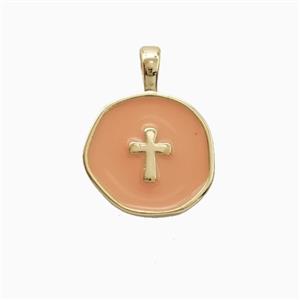 Copper Pendant Pave Zircon, Gold Plated, approx 14mm