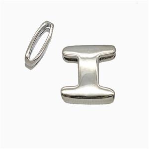 Copper letter Bead, Platinum Plated, approx 8-14mm, 1.6-10mm hole