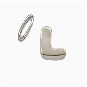 Copper letter Bead, Platinum Plated, approx 8-14mm, 1.6-10mm hole