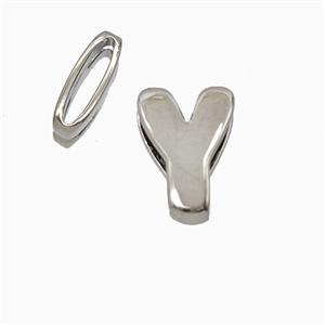 Copper letter Bead, Platinum Plated, approx 8-14mm, 1.6-10mm hole