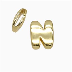 Copper letter Bead, Gold Plated, approx 8-14mm, 1.6-10mm hole