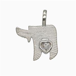 Copper Pendant, Platinum Plated, approx 14-16mm