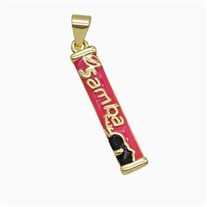 Copper Samba Pendant Pink Enamel Stick Gold Plated, approx 5-23mm
