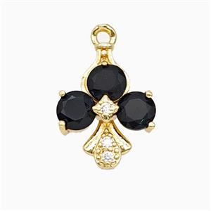 ACE of Clubs Copper Pendant Pave Crystal Glass Gold Plated, approx 12-16mm