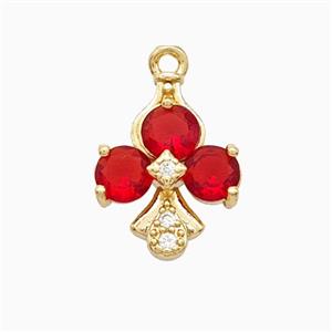 ACE of Clubs Copper Pendant Pave Crystal Glass Gold Plated, approx 12-16mm