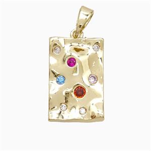 Copper Nugget Pendant Pave Zirconia Slice Gold Plated, approx 11-17mm