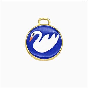 Copper Circle Pendant Painted Goose Gold Plated, approx 17mm