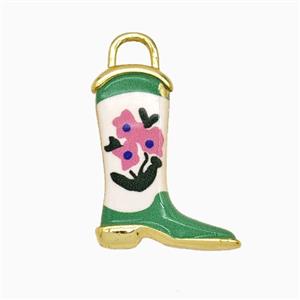 Copper Cowboy Boots Pendant Painted Gold Plated, approx 14-19mm