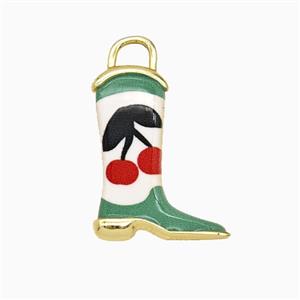 Copper Cowboy Boots Pendant Painted Gold Plated, approx 14-19mm