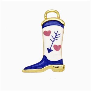 Copper Cowboy Boots Pendant Painted Gold Plated, approx 14-19mm