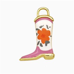 Copper Cowboy Boots Pendant Painted Gold Plated, approx 14-19mm