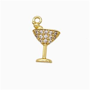 Ice Cream Bottle Drink Cup Charms Copper Pendant Pave Zirconia Gold Plated, approx 9-10mm