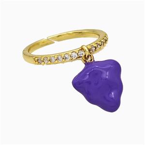 Copper Strawberry Rings Purple Enamel Gold Plated, approx 11-12mm, 18mm dia