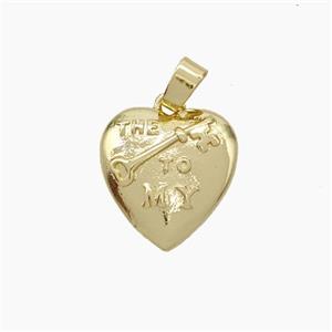 Copper Heart Key Pendant Gold Plated, approx 13mm