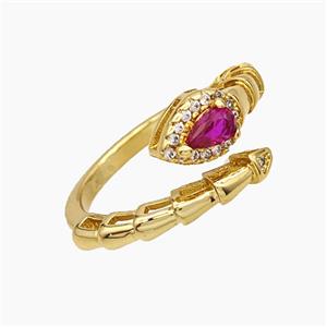 Copper Snake Rings Pave Zirconia 18K Gold Plated, approx 6mm, 18mm dia