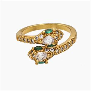 Copper Snake Rings Pave Zirconia 18K Gold Plated, approx 6mm, 18mm dia