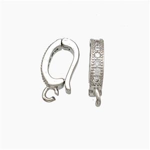Copper Clasp Pave Zirconia Platinum Plated, approx 6-11mm