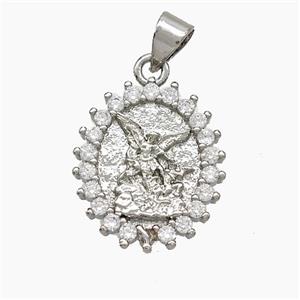 Copper Fairy Pendant Pave Zirconia Platinum Plated, approx 15-17mm