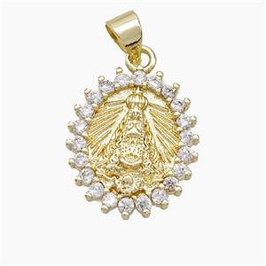 Copper Rope Crown Pendant Pave Zirconia Gold Plated, approx 15-17mm