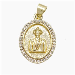 Copper Leader Pendant Pave Zirconia Gold Plated, approx 15-18mm