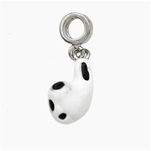 Copper Earplug Charms Pendant White Enamel Platinum Plated, approx 9-15mm, 7mm dia