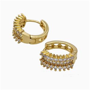 Copper Hoop Earrings Micropave Zirconia Gold Plated, approx 10mm dia