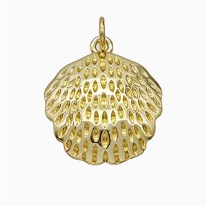 Scallop Shell Charms Copper Pendant Gold Plated, approx 17mm