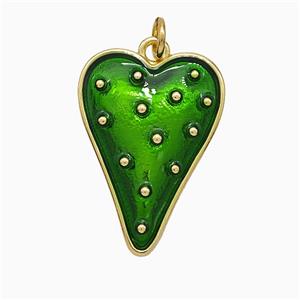 Copper Heart Pendant Green Painted Gold Plated, approx 17-25mm