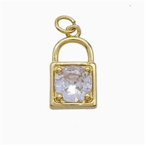 Copper Locket Pendant Pave Crystal Glass Gold Plated, approx 10-16mm