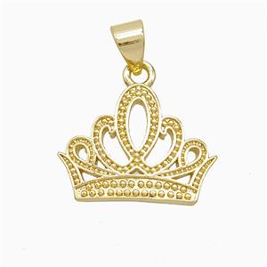 Copper Pendant Pave Zircon, Gold Plated, approx 13-17mm