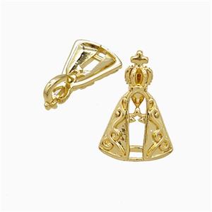 Copper Pendant Pave Zircon, Gold Plated, approx 9.5-14mm
