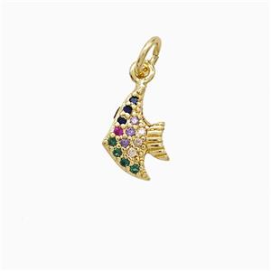 Copper Pendant Pave Zircon, Gold Plated, approx 8-12mm