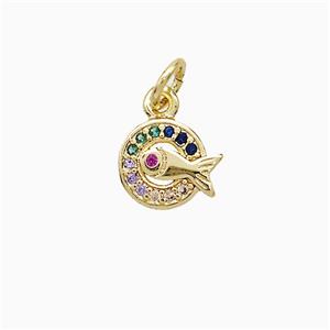 Copper Pendant Pave Zircon, Gold Plated, approx 8mm