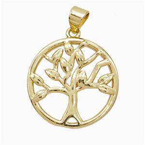 Copper Pendant Pave Zircon, Gold Plated, approx 20mm