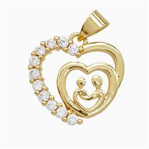 Copper Pendant Pave Zircon, Gold Plated, approx 18mm