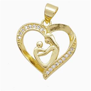 Copper Pendant Pave Zircon, Gold Plated, approx 18mm