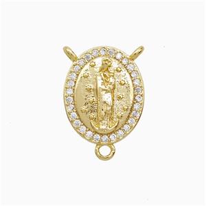 Copper Pendant Pave Zircon, Gold Plated, approx 11-14mm