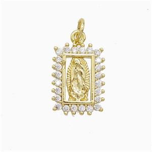 Copper Pendant Pave Zircon, Gold Plated, approx 11-15mm