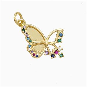 Copper Pendant Pave Zircon, Gold Plated, approx 13-15mm