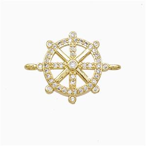 Copper Connector Pave Zircon, Gold Plated, approx 15mm