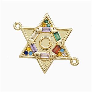 Copper Connector Pave Zircon, Gold Plated, approx 18mm