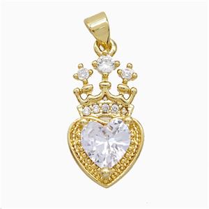 Copper Pendant Pave Zircon, Gold Plated, approx 12-22mm