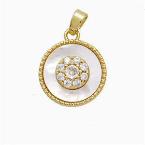 Copper Pendant Pave Zircon, Gold Plated, approx 15mm