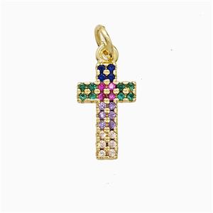 Copper Pendant Pave Zircon, Gold Plated, approx 8-13mm