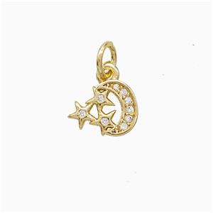 Copper Pendant Pave Zircon, Gold Plated, approx 7-9mm