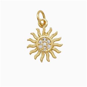 Copper Pendant Pave Zircon, Gold Plated, approx 11mm