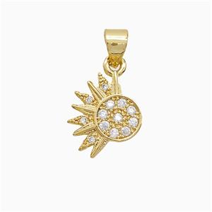 Copper Pendant Pave Zircon, Gold Plated, approx 11-13mm