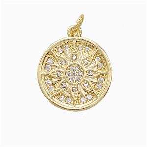Copper Pendant Pave Zircon, Gold Plated, approx 16mm