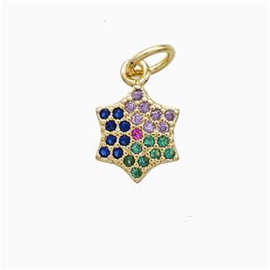 Copper Pendant Pave Zircon, Gold Plated, approx 9mm